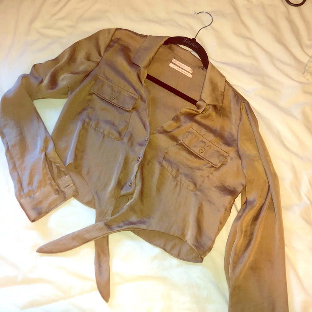 Urban Outfitters silky button up crop top